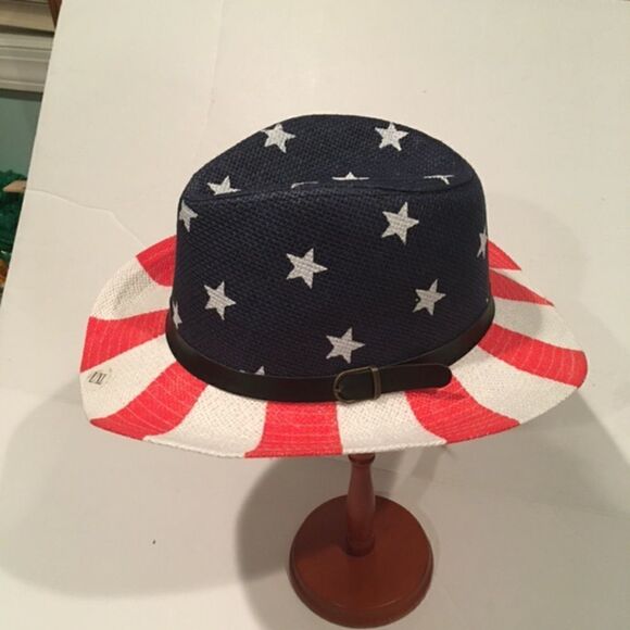 NEW USA Flag Stars Cowboy Hat by Westend Paper/Polyester Size L/XL - Picture 1 of 7